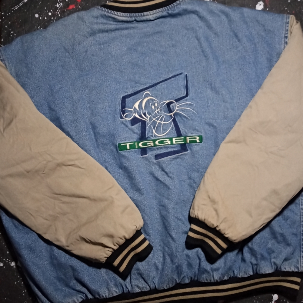 Disney World vintage 90s Tigger Winnie the Pooh denim varsity jacket SUPER RARE